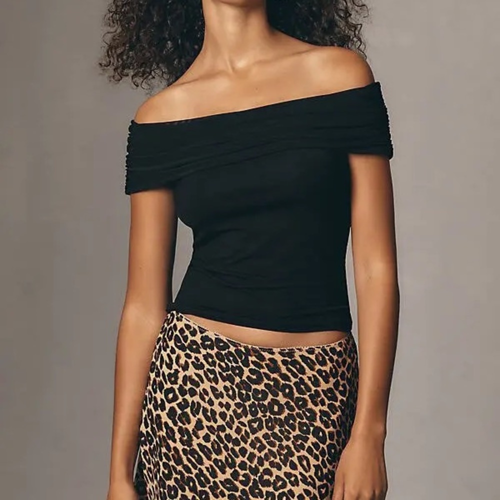 Reformation Rosale Off the Shoulder Black Top